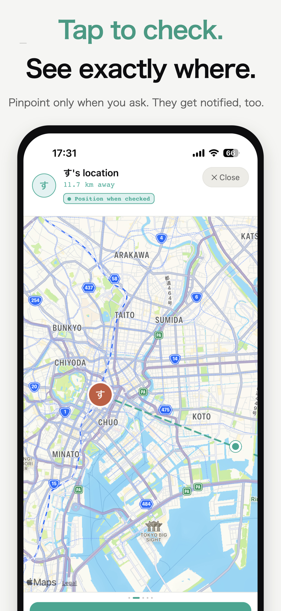 Tap to check pinpoint location on the map